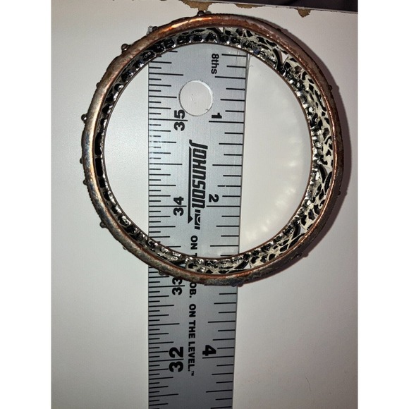 Silver-Tone Open Filigree Paisley Design 2 7/8 Inch Around Bangle Bracelet! - Picture 9 of 10